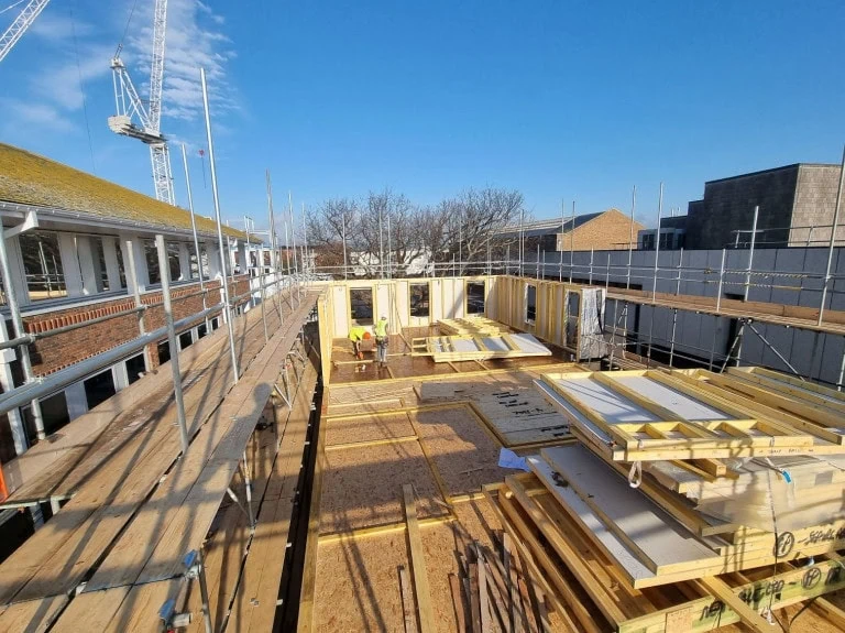 Timber frame construction site