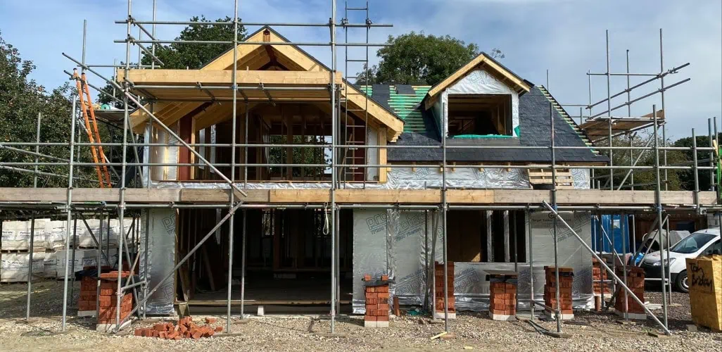 Timber frame house building