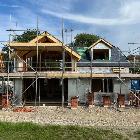 Timber frame house building